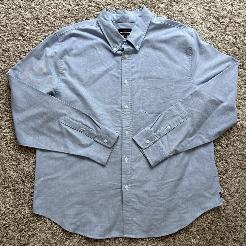 American Giant Blue Oxford Button Up Dress Shirt Men’s Size XXL Made In USA